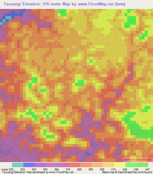 Tsouengi,Congo (Brazzaville) Elevation Map