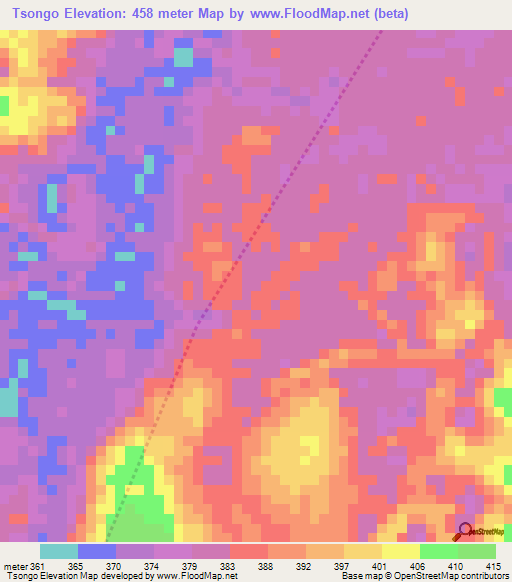 Tsongo,Congo (Brazzaville) Elevation Map