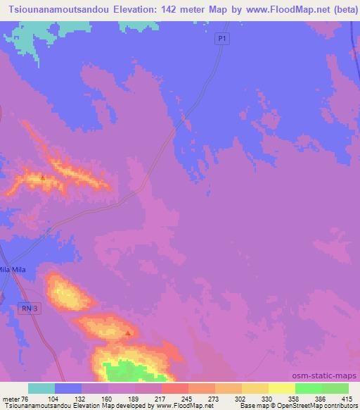 Tsiounanamoutsandou,Congo (Brazzaville) Elevation Map