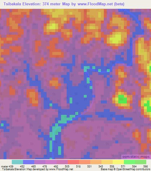 Tsibakala,Congo (Brazzaville) Elevation Map