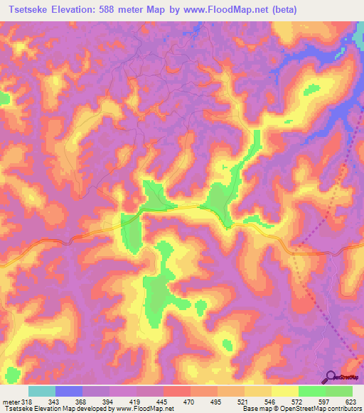 Tsetseke,Congo (Brazzaville) Elevation Map