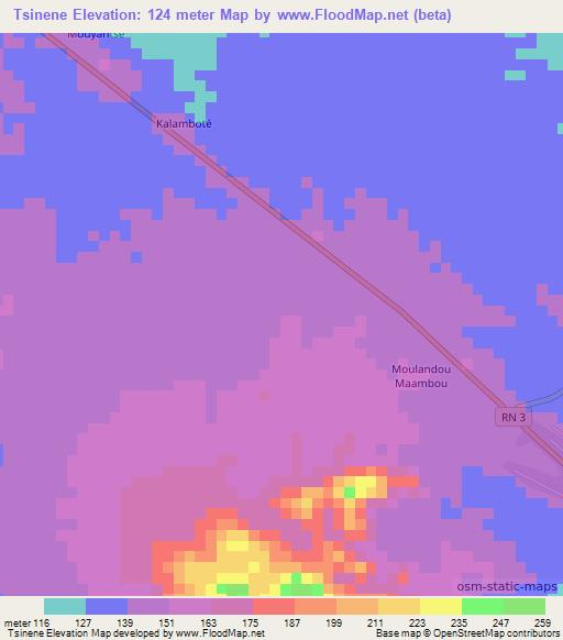 Tsinene,Congo (Brazzaville) Elevation Map