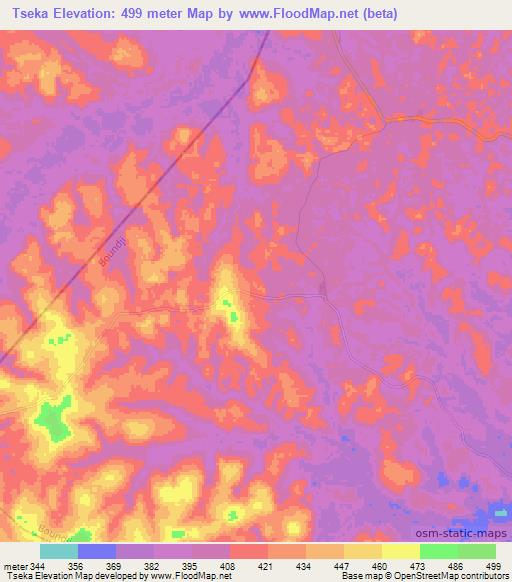 Tseka,Congo (Brazzaville) Elevation Map