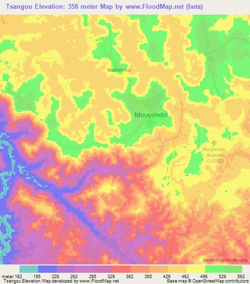 Tsangou,Congo (Brazzaville) Elevation Map