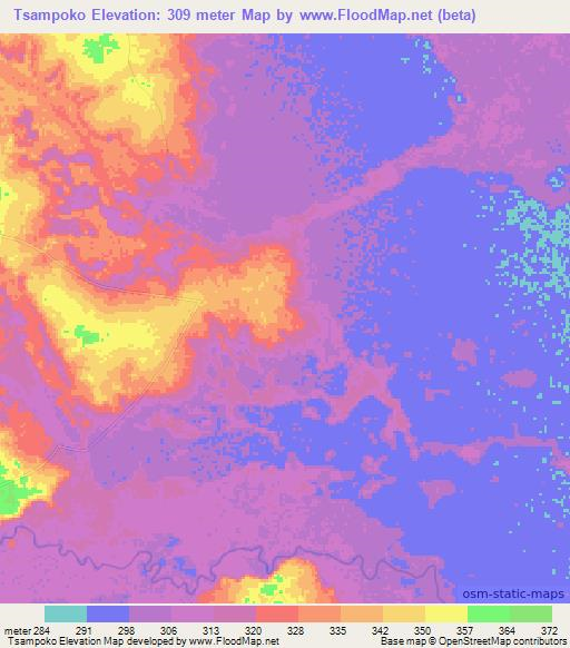 Tsampoko,Congo (Brazzaville) Elevation Map