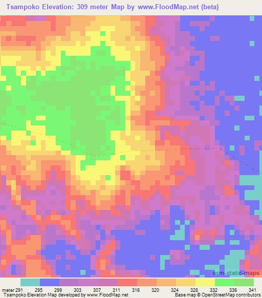 Tsampoko,Congo (Brazzaville) Elevation Map