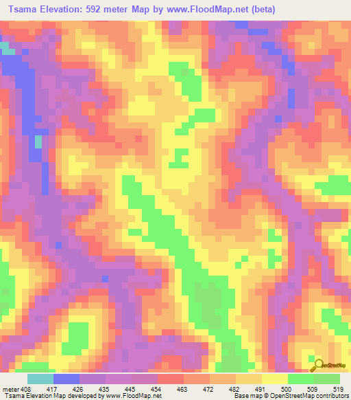 Tsama,Congo (Brazzaville) Elevation Map