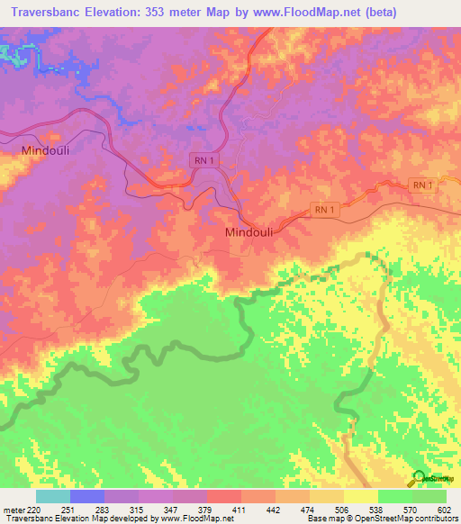 Traversbanc,Congo (Brazzaville) Elevation Map