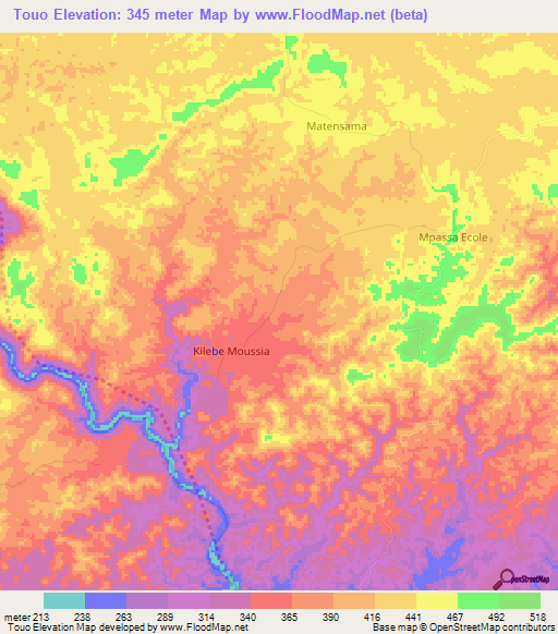 Touo,Congo (Brazzaville) Elevation Map