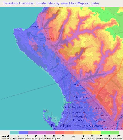 Toukakata,Congo (Brazzaville) Elevation Map