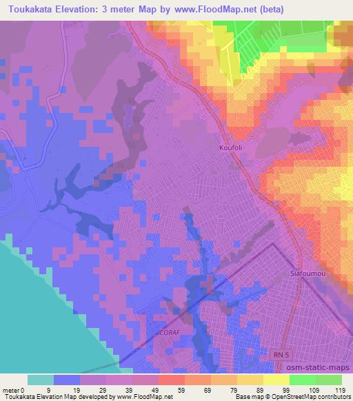 Toukakata,Congo (Brazzaville) Elevation Map