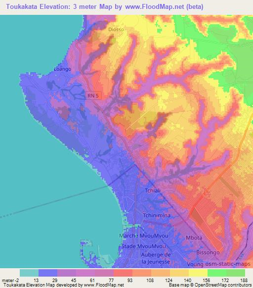 Toukakata,Congo (Brazzaville) Elevation Map