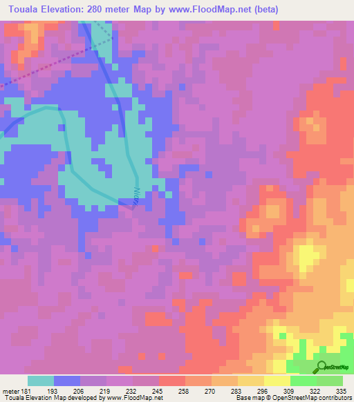 Touala,Congo (Brazzaville) Elevation Map