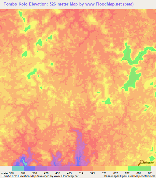 Tombo Kolo,Congo (Brazzaville) Elevation Map