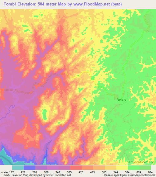 Tombi,Congo (Brazzaville) Elevation Map