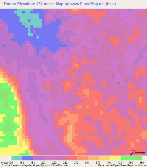 Tomba,Congo (Brazzaville) Elevation Map