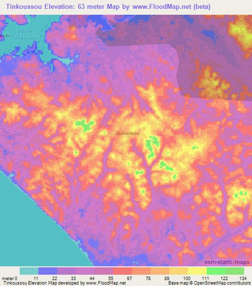 Tinkoussou,Congo (Brazzaville) Elevation Map