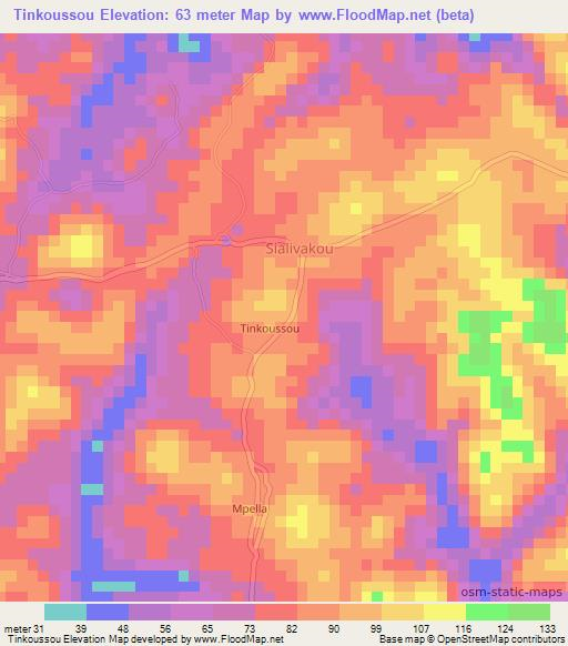 Tinkoussou,Congo (Brazzaville) Elevation Map