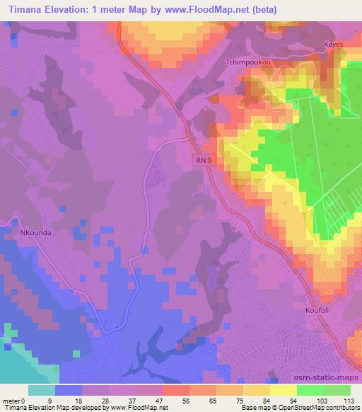 Timana,Congo (Brazzaville) Elevation Map