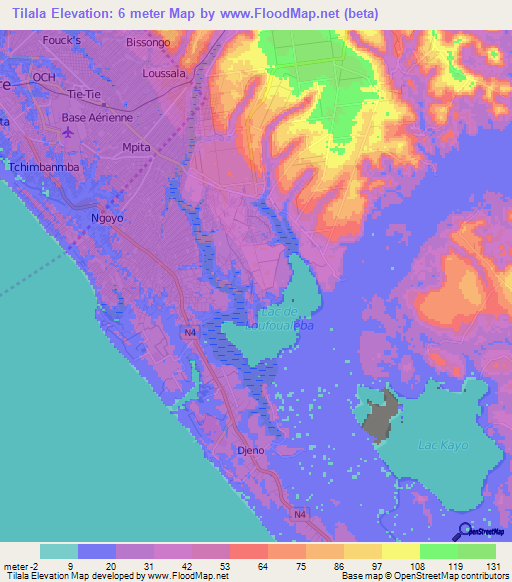Tilala,Congo (Brazzaville) Elevation Map