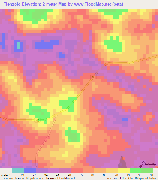 Tienzolo,Congo (Brazzaville) Elevation Map