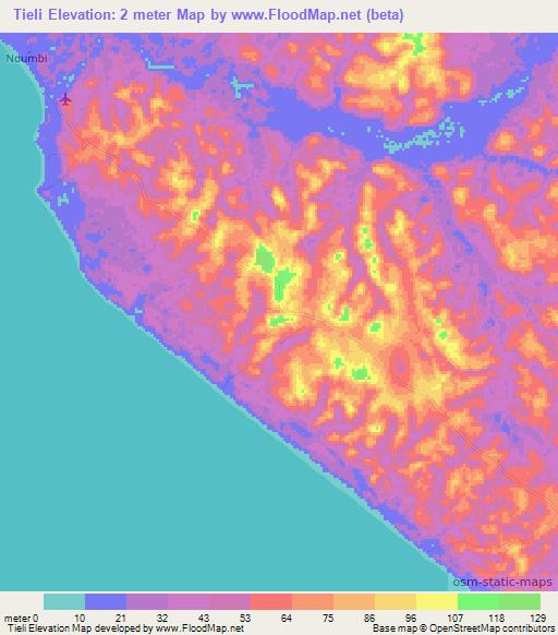 Tieli,Congo (Brazzaville) Elevation Map