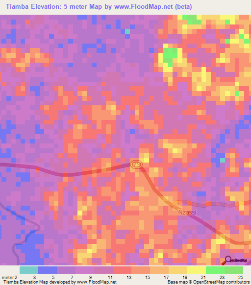 Tiamba,Congo (Brazzaville) Elevation Map