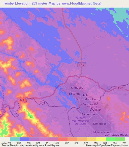 Tembe,Congo (Brazzaville) Elevation Map