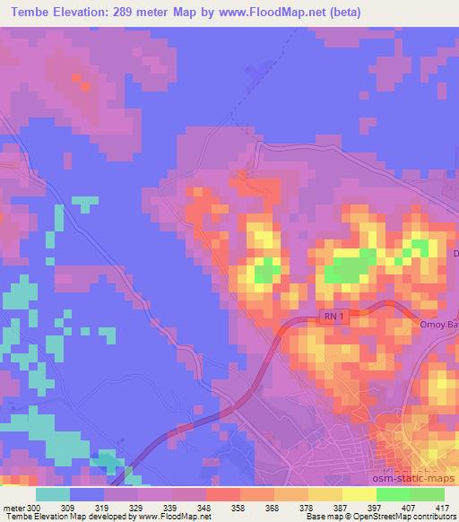 Tembe,Congo (Brazzaville) Elevation Map