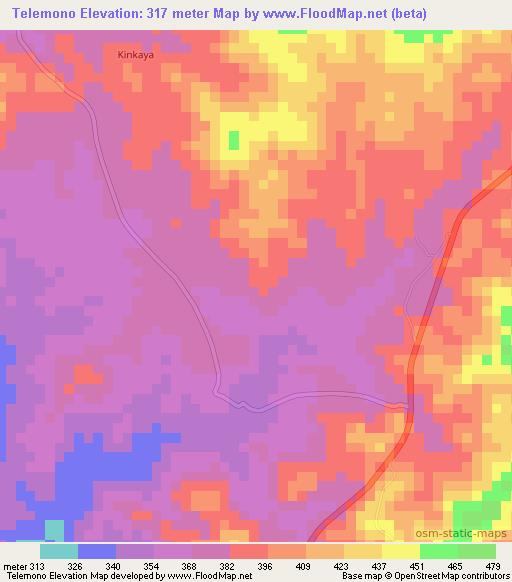Telemono,Congo (Brazzaville) Elevation Map