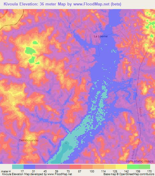 Kivoula,Congo (Brazzaville) Elevation Map