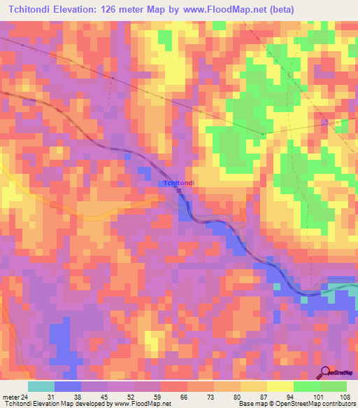 Tchitondi,Congo (Brazzaville) Elevation Map
