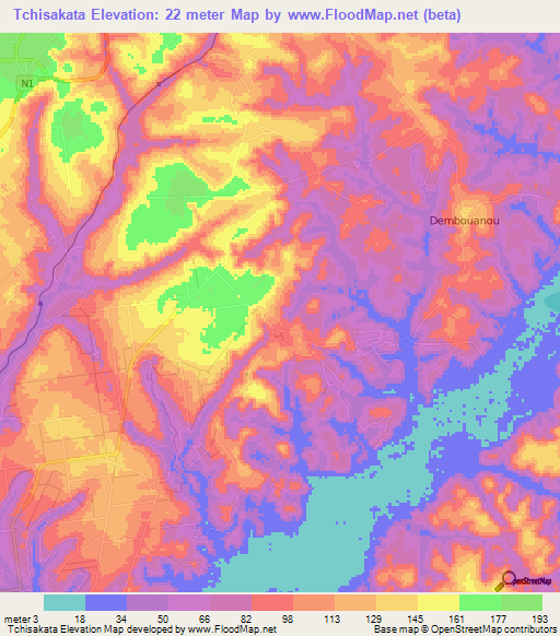 Tchisakata,Congo (Brazzaville) Elevation Map
