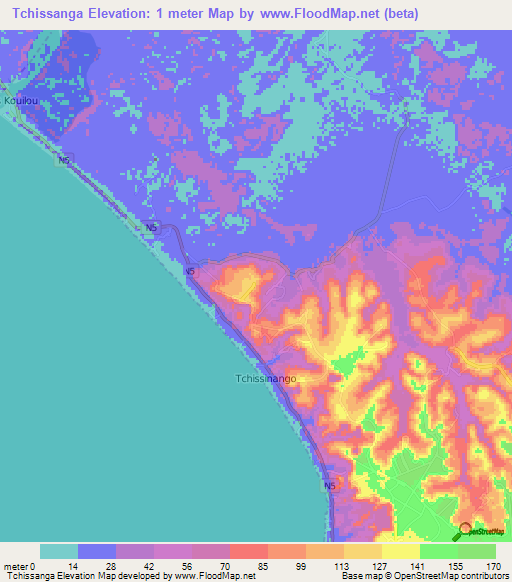 Tchissanga,Congo (Brazzaville) Elevation Map