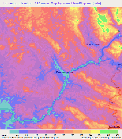 Tchisafou,Congo (Brazzaville) Elevation Map