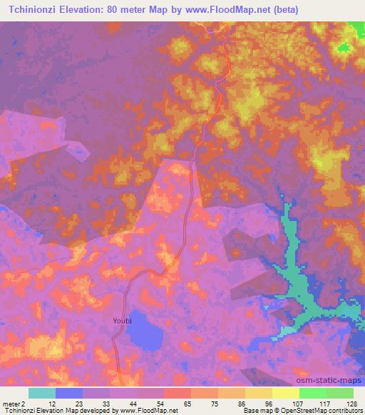 Tchinionzi,Congo (Brazzaville) Elevation Map