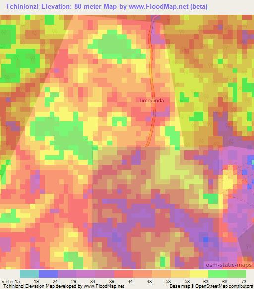 Tchinionzi,Congo (Brazzaville) Elevation Map