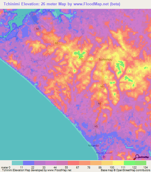 Tchinimi,Congo (Brazzaville) Elevation Map