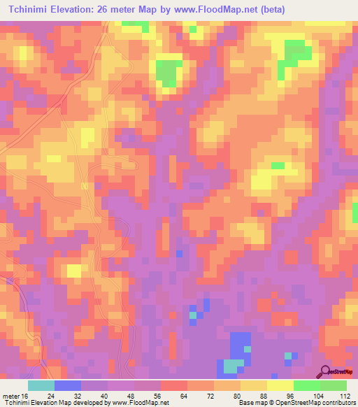 Tchinimi,Congo (Brazzaville) Elevation Map