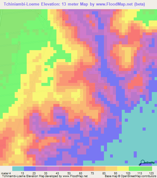 Tchiniambi-Loeme,Congo (Brazzaville) Elevation Map