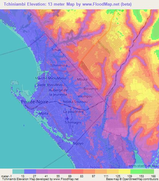 Tchiniambi,Congo (Brazzaville) Elevation Map