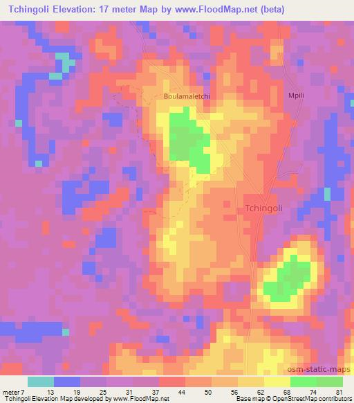 Tchingoli,Congo (Brazzaville) Elevation Map