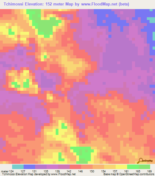 Tchimossi,Congo (Brazzaville) Elevation Map