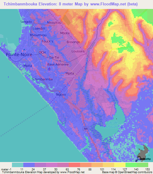 Tchimbanmbouka,Congo (Brazzaville) Elevation Map