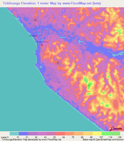 Tchilounga,Congo (Brazzaville) Elevation Map