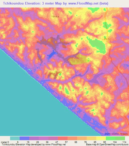 Tchikoundou,Congo (Brazzaville) Elevation Map