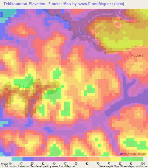 Tchikoundou,Congo (Brazzaville) Elevation Map
