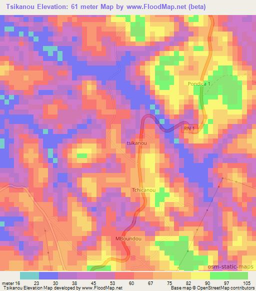 Tsikanou,Congo (Brazzaville) Elevation Map