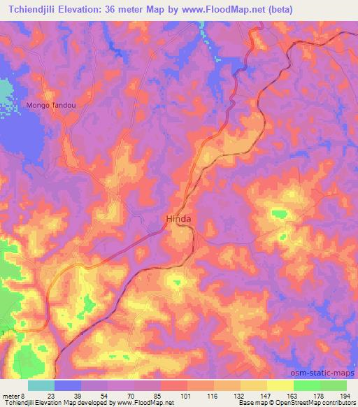Tchiendjili,Congo (Brazzaville) Elevation Map