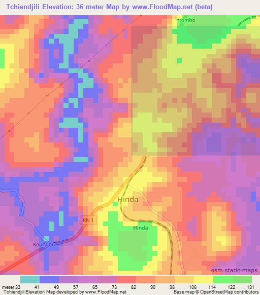 Tchiendjili,Congo (Brazzaville) Elevation Map